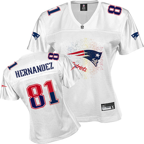 Patriots #81 Aaron Hernandez White 2011 Women's Fem Fan Stitched NFL Jersey - Click Image to Close